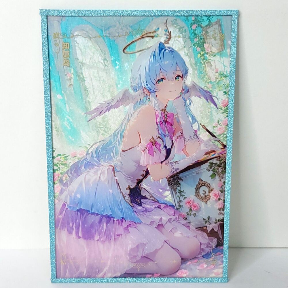 Robin Holo Blue Purple Rose Waifu Card Anime Girl Wall Art Oversized Board A5